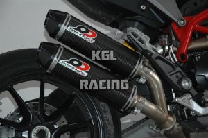 QD exhaust for DUCATI Hypermotard 821 2013-> - 1 in 2 link pipe + catalysts + twin round carbon muffler set