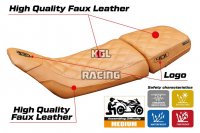 Housse de selle compatible Husqvarna Svartpilen 401 2018 - 2023 - model Solna vintage - AVEC LOGO - Camel