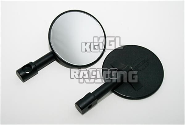 Mini mirror for H/bar-end, round, black, pair - Click Image to Close