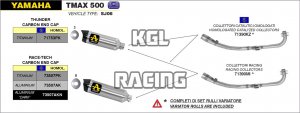 Arrow for Yamaha YP 500 TMAX 2008-2011 - Racing collectors for Race-Tech silencer