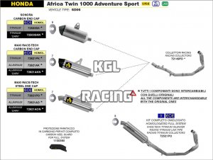 Arrow voor Honda Africa Twin ADV Sports 2018-2019 - Maxi Race-Tech Approved aluminium DARK demper