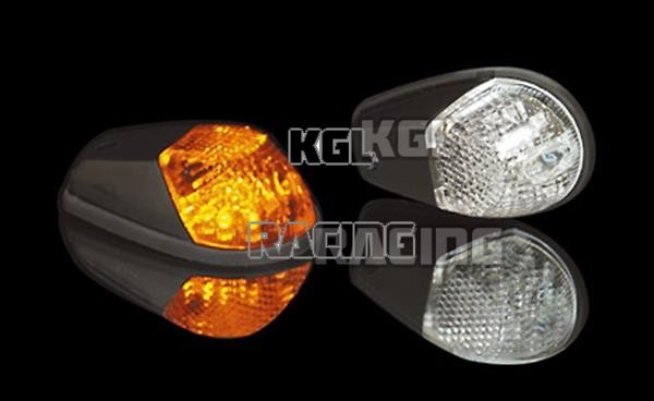 LED fairing Indicator light, black, E-mark, pair - Click Image to Close