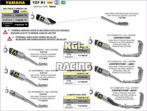 Arrow voor Yamaha YZF R1 2017-2019 - Half systeem racing - Race-Tech titanium demper + titanium linkpipe ø60mm.