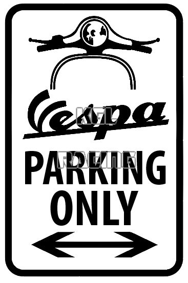 Panneaux métalliques parking 22 cm x 30 cm - VESPA Parking Only - Cliquez sur l'image pour la fermer