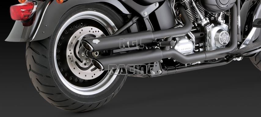 Vance & Hines Harley Davidson Softail '07-'14 - TWIN SLASH 3" SLIP-ONS BLACK - Click Image to Close