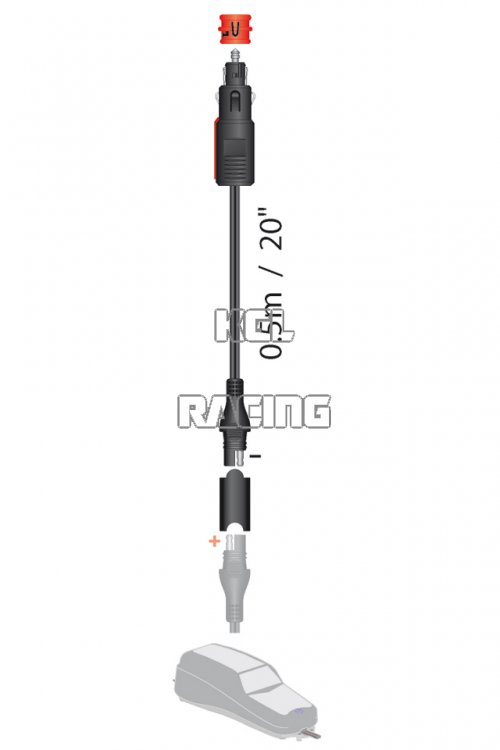 DIN/cigarette lighter connection plug (male), with 0,5m cable to SAE connector (Optimate No 2) - Cliquez sur l'image pour la fermer