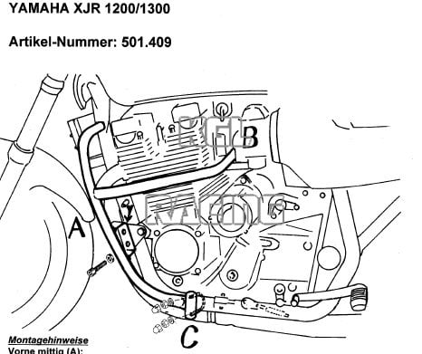 Valbeugels voor Yamaha XJR1200 /SP - chroom - Klik op de afbeelding om het venster te sluiten