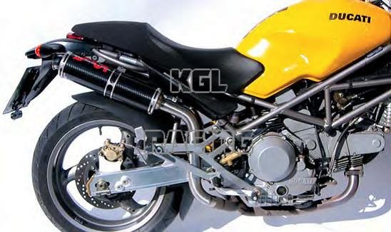 SIL MOTOR ROUND (PAIR) SLIP-ONS - HIGH DUCATI MONSTER I.E. 695 ALL YEARS - CARBON - Click Image to Close