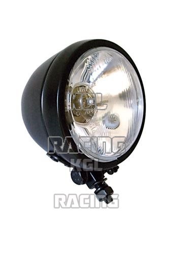 4-1/2" headlamp Harley-Style, black, E-mark - Click Image to Close