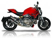 QD exhaust pour DUCATI MONSTER 1200 S 2017-> Euro4 - 1 in 2 link pipe + catalysts + twin round carbon silencieux set (new magnu