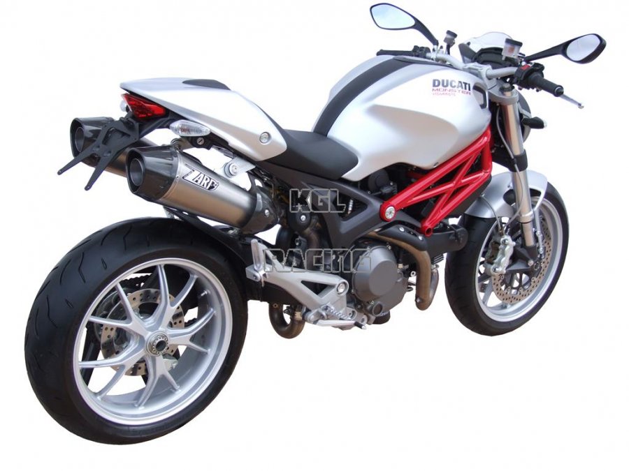 ZARD voor Ducati Monster 696/ 796/ 1100 -Bj.09-> gekeurde Slip-On demper 2-2 konisch round Titan + Carbon endcap - Klik op de afbeelding om het venster te sluiten
