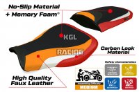 Seat cover compatible Honda CBR 600 RR 2007-2025 - model Huelva Comfort System - NO LOGO - White / Red / Orange