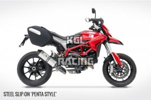 ZARD voor Ducati Hypermotard / Hyper SP / Hyperstrada 821 2013-2020 gekeurde Slip-On demper 2-1 Penta Style Titan