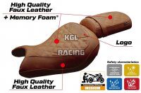 Seat cover compatible Kawasaki Eliminator 500 2024 - 2025 - model Mutsu Comfort System - WITH LOGO - Brown
