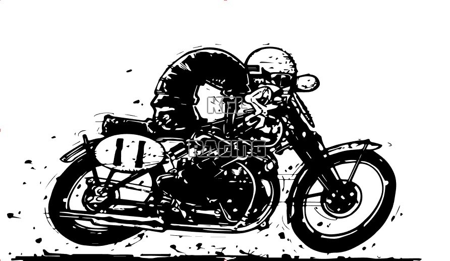 Woefie-Art wall decal - CAFE RACER - BIG 100 x 55 cm - Click Image to Close