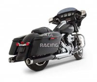 RINEHART RACING MUFFLER SLIP-ON 4 inch BLACK W/CHROME END CAPS - FLT ' 17->