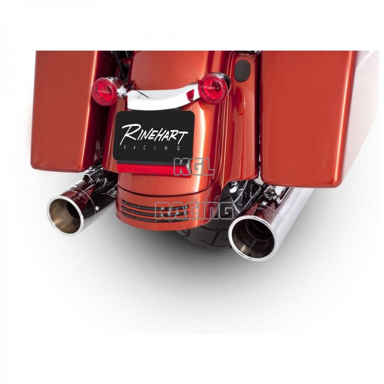 RINEHART RACING MUFFLER SLIP-ON 4 inch CHROME W/CHROME END CAPS - FLT ' 17-> - Click Image to Close