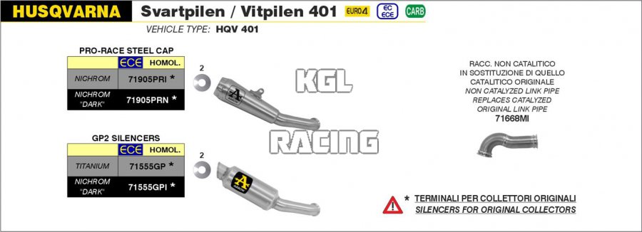 Arrow for Husqvarna Svartpilen / Vitpilen 401 2018-2019 - GP2 silencers kit - Click Image to Close