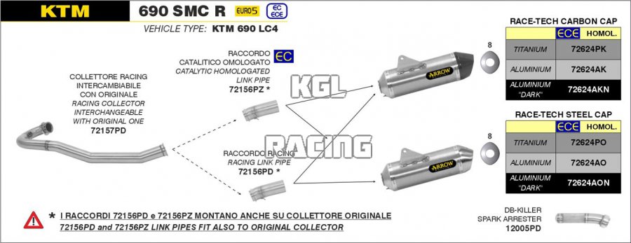 Arrow pour KTM 690 SMC R 2021- - Silencieux Race-Tech titane - Cliquez sur l'image pour la fermer