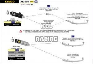 Arrow voor Kymco AK 550 2017-2020 - Race-Tech aluminium demper met carbon eindkap