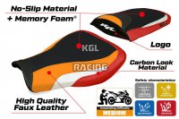 Seat cover compatible Honda CBR 600 RR 2007-2025 - model Huelva Comfort System - WITH LOGO - White / Red / Orange