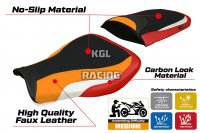 Housse de selle compatible Honda CBR 600 RR 2007-2025 - model Huelva - SANS LOGO - Blanc / Rouge / Orange