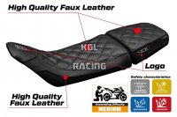 Housse de selle compatible Husqvarna Svartpilen 401 2018 - 2023 - model Solna vintage - AVEC LOGO - Noir