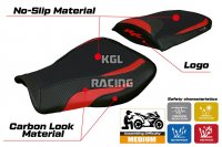 Seat cover compatible Honda CBR 600 RR 2007-2025 - model Huelva - WITH LOGO - Red