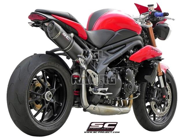 SC Project slip-on Triumph Speed Triple '11-'14 - Oval Carbon High position - Click Image to Close