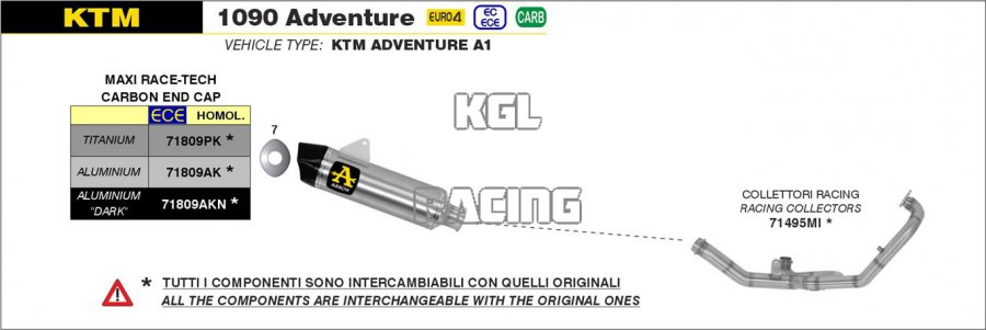 Arrow pour KTM 1090 Adventure 2017-2019 - Silencieux Maxi Race-Tech Titane avec embout en carbone - Cliquez sur l'image pour la fermer