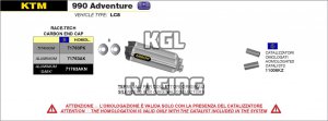 Arrow for KTM 990 Adventure 2006-2014 - Race-Tech aluminium Dark (DX+SX) silencer with carby end cap