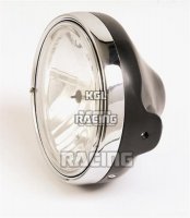 LTD headlamp H4, black, clear lens, round holes