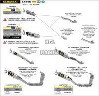 Arrow voor Kawasaki ZX-10R 2016-2019 - COMPETITIE EVO-3 Full Titanium volledig systeem met carbon eindkap