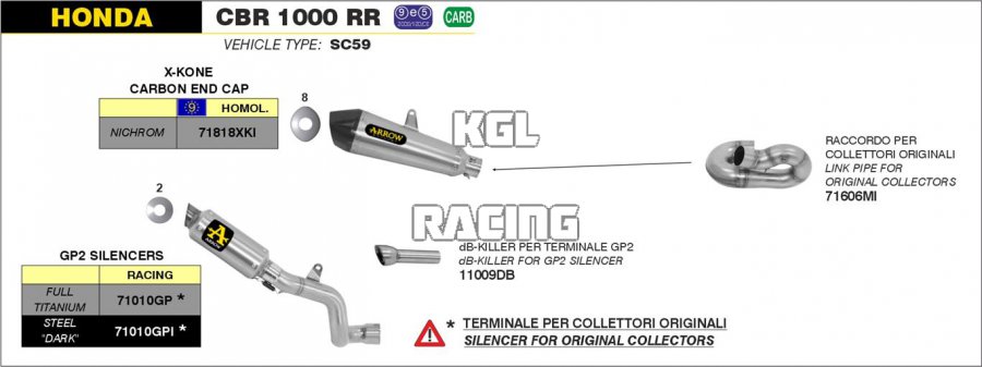 Arrow for Honda CBR 1000 RR 2014-2016 - Joint for stock collectors - Click Image to Close