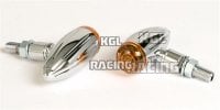 MICRO-BULLET Indicator, chrome grooved housing , pair