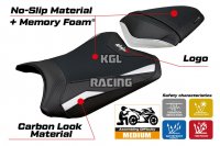Housse de selle compatible Kawasaki Ninja 300 2013 - 2017 - model Aliko Comfort System - AVEC LOGO - Blanc