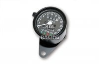 Stainless steel speedometer black, D= 60mm, white illuminating, Black scale