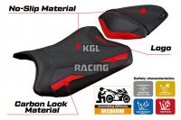 Housse de selle compatible Kawasaki Ninja 300 2013 - 2017 - model Aliko Ultragrip - AVEC LOGO - Rouge