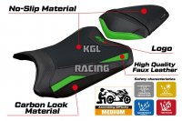 Housse de selle compatible Kawasaki Ninja 300 2013 - 2017 - model Aliko - AVEC LOGO - Vert