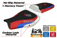 Seat cover compatible Honda CBR 600 RR 2007-2025 - model Huelva Comfort System - NO LOGO - White / Red / Blue
