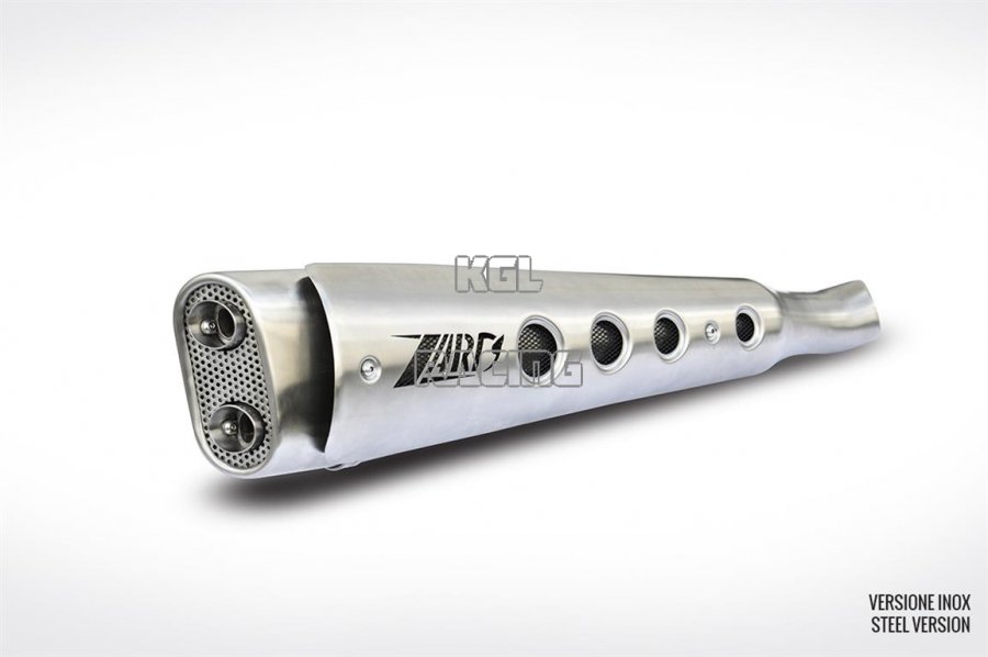 ZARD for Triumph Scrambler Carburettor Homologated Slip-On silencer 2-1 short Stainless steel matt - Click Image to Close