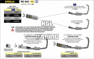 Arrow pour Aprilia RS 660 2020-2022 - Ligne complete COMPETITION en titane