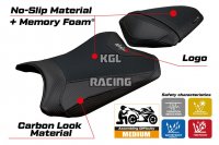 Housse de selle compatible Kawasaki Ninja 300 2013 - 2017 - model Aliko Comfort System - AVEC LOGO - Noir