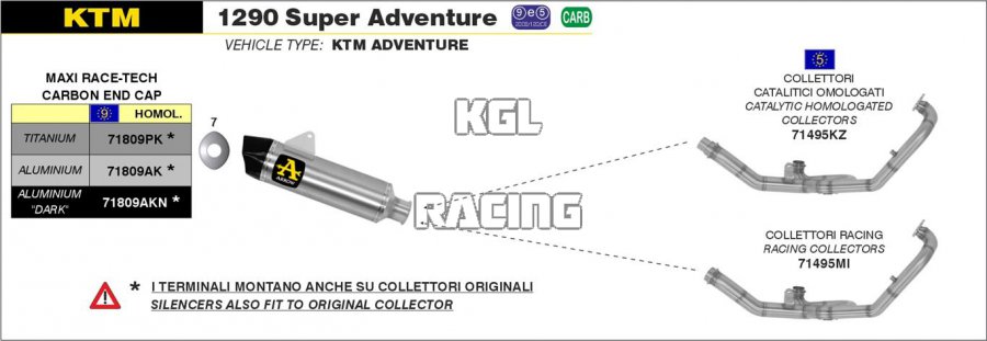 Arrow for KTM 1290 Super Adventure 2015-2016 - Maxi Race-Tech titanium silencer with carby end cap - Click Image to Close