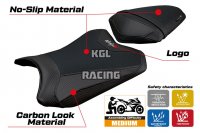 Housse de selle compatible Kawasaki Ninja 300 2013 - 2017 - model Aliko - AVEC LOGO - Noir