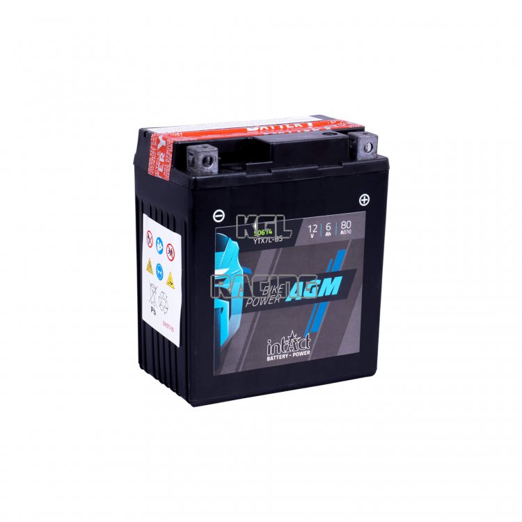INTACT Bike Power AGM batterie YTX 7L-BS, sans entretien, avec pack acide. - Cliquez sur l'image pour la fermer