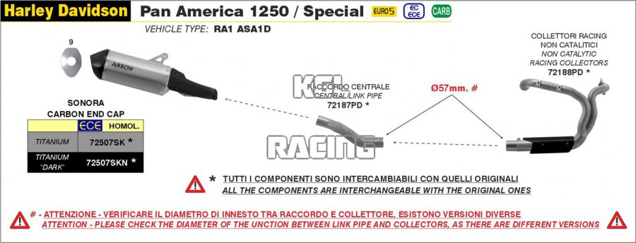 Arrow for Harley-Davidson Pan America 1250 2020-2022 - Non catalized mid-pipe - Click Image to Close