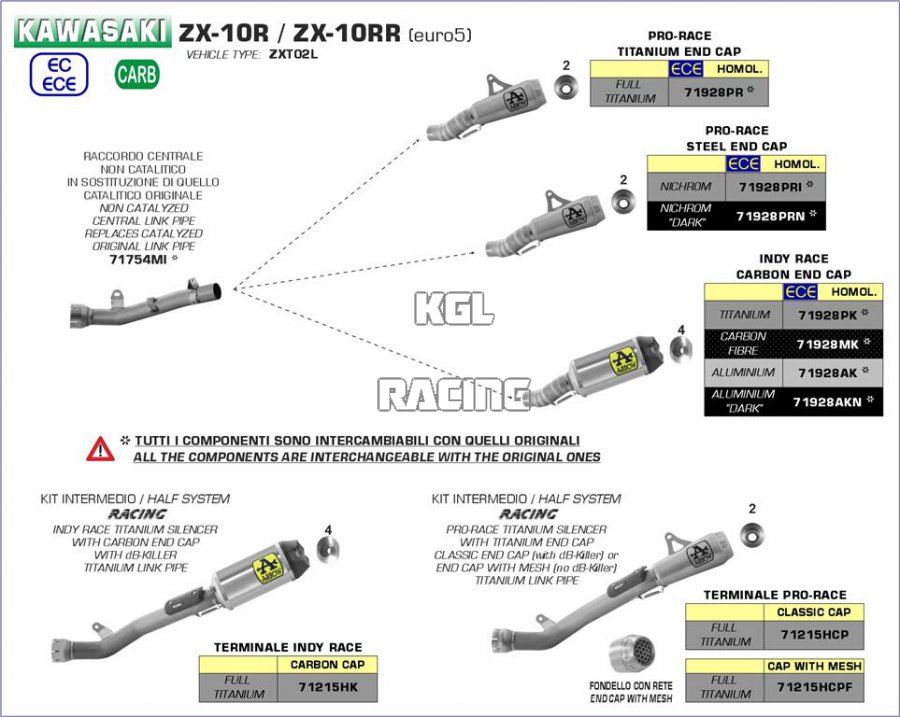 Arrow for Kawasaki ZX-10RR 2021- - Titanium Pro-Race silencer with titanium link pipe - Click Image to Close