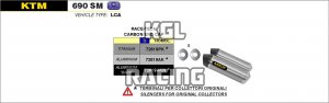 Arrow voor KTM 690 SM 2006-2012 - Race-Tec aluminium dempers (rechts en links) met carbon eindkap voor originele collector