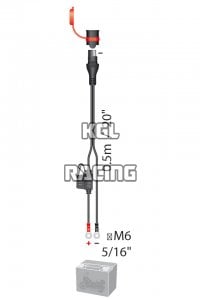 Permanent weatherproof battery lead, SAE connection, M6, 5A max.